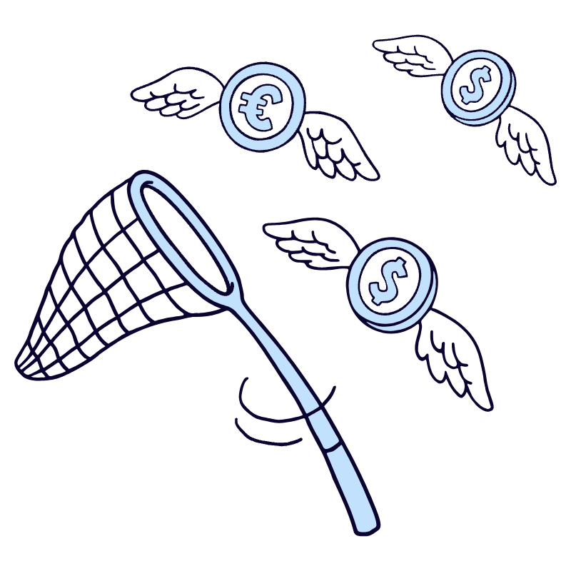 Finances Chasing Money Illustration from Bruxelles Duotone Set