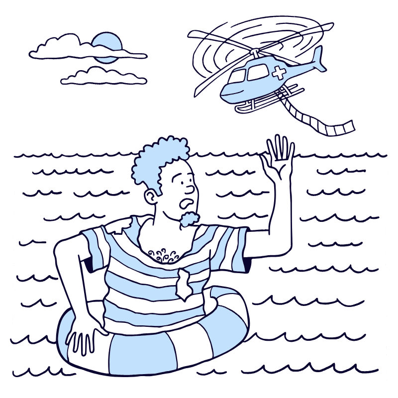 Helicopter Rescuing Lost At Sea People Illustration from Bruxelles Duotone Set