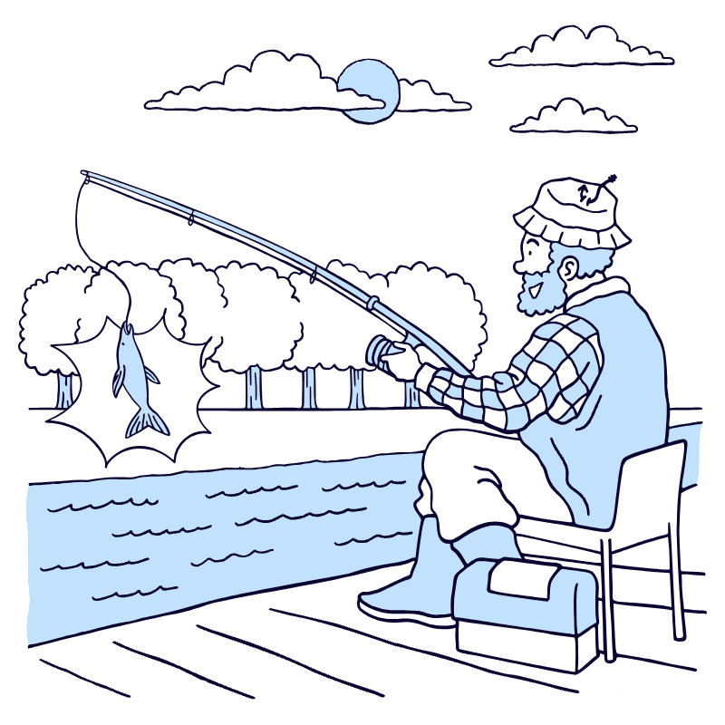 Fishing Illustration from Bruxelles Duotone Set