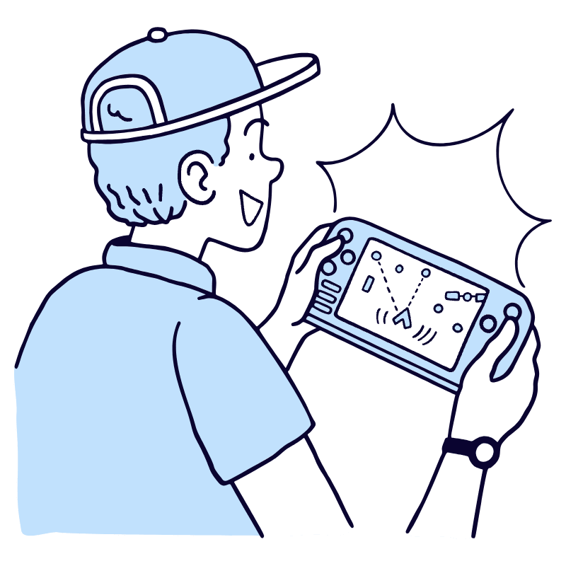 Gaming On Portable Console Illustration from Bruxelles Duotone Set