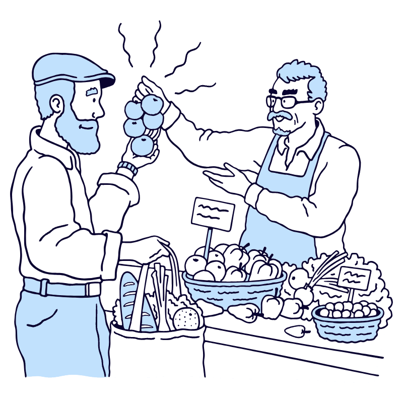 Shopping Market Fair Illustration from Bruxelles Duotone Set