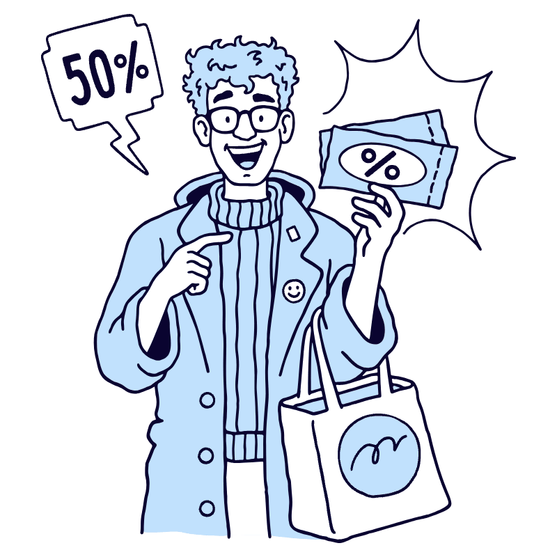 Shopping Using Discount Coupons Illustration from Bruxelles Duotone Set