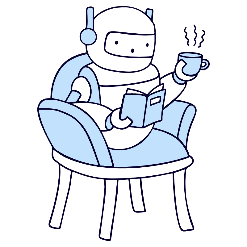 Robot Reading A Book 1 Illustration from Bruxelles Duotone Set