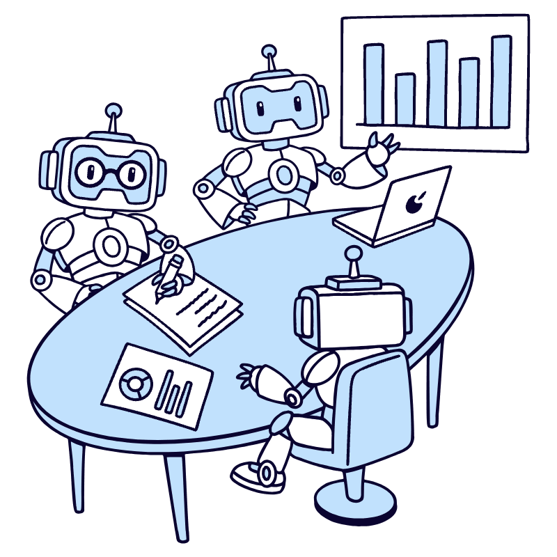 Robot Work Office Team Illustration from Bruxelles Duotone Set