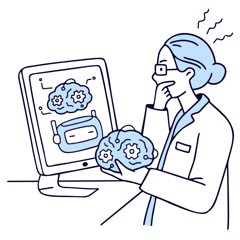 Scientist Working On Robot Brain Illustration from Bruxelles Duotone Set