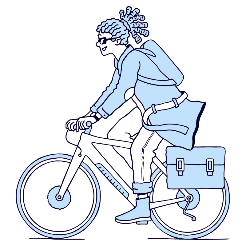 A Trendy Urban Goes To Work On A Bicycle Illustration from Bruxelles Duotone Set