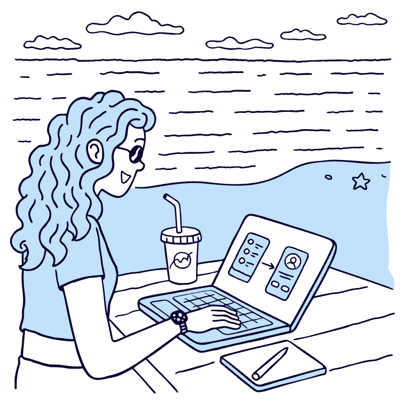 Digital Nomad Working Near Beach 1 Illustration from Bruxelles Duotone Set