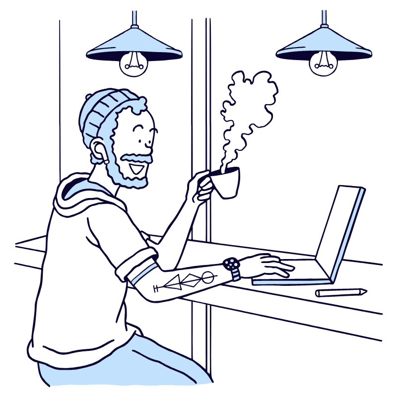 Digital Nomad Working Near Beach 2 Illustration from Bruxelles Duotone Set