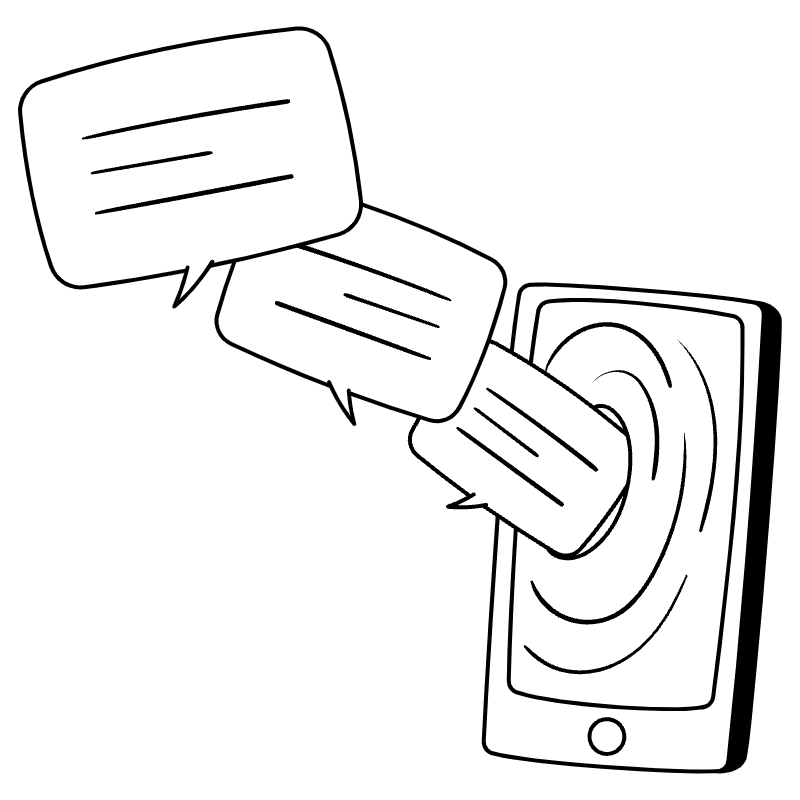 Sending Receiving Texts Messages Illustration from Milano Set