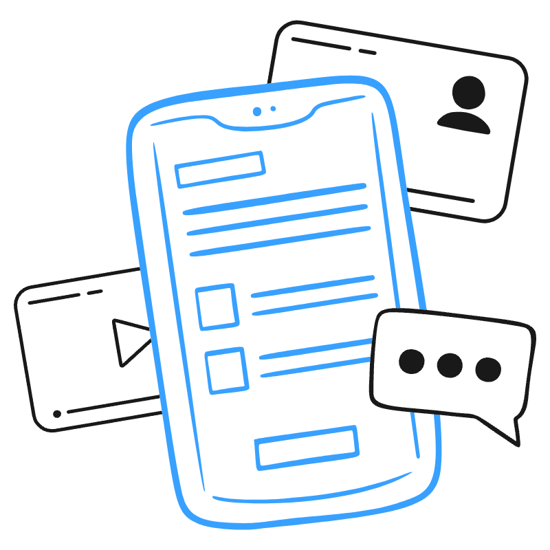 Content Media Mobile App Illustration from Brooklyn Set