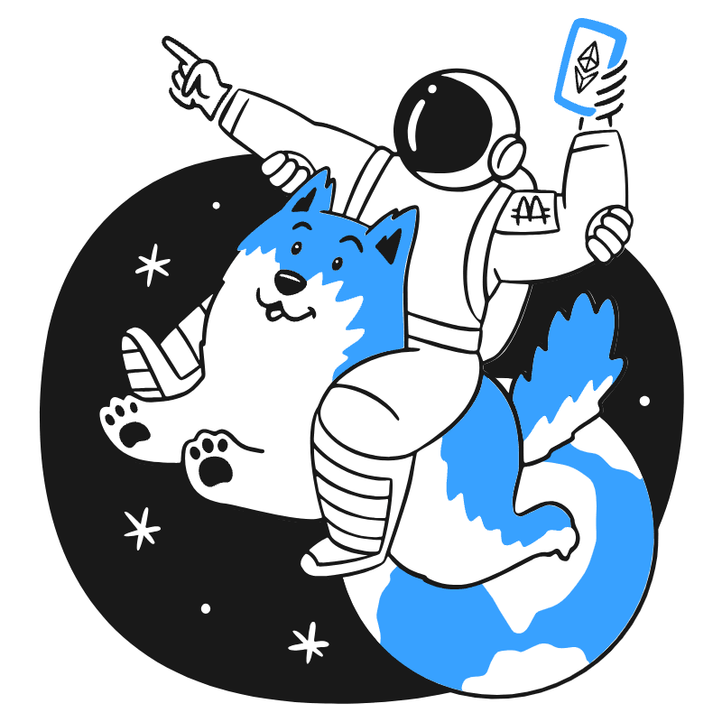 Astronaut Riding Doge Illustration from Brooklyn Set