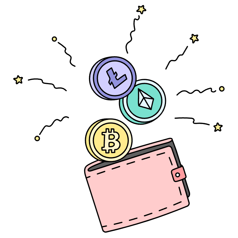 Cryptowallets Showing Cryptocurrencies Illustration from Bruxelles Set