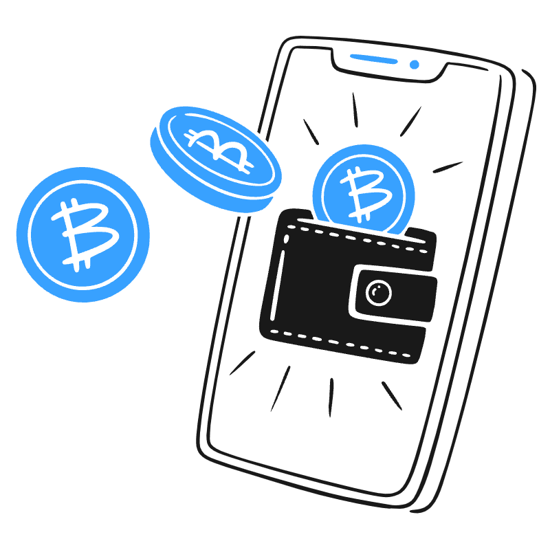 Cryptowallets Showing Different Types Of Cryptocurrencies Illustration from Brooklyn Set