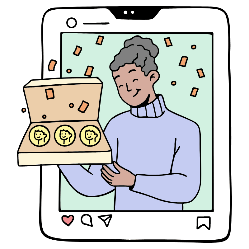 Influencer Giving Social Token Illustration from Bruxelles Set