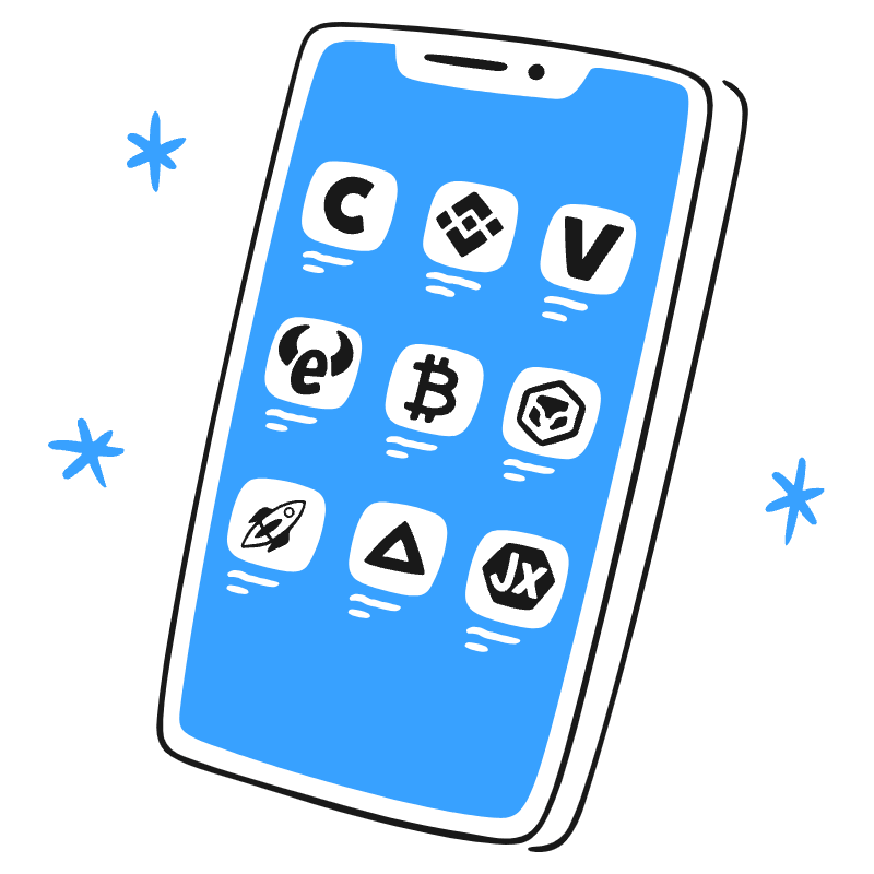 Smartphone With Crypto Apps Illustration from Brooklyn Set