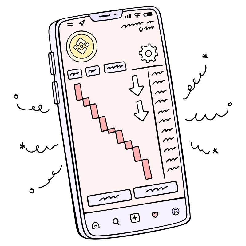 Smartphone With Negative Chart Market Crashing Illustration from Bruxelles Set