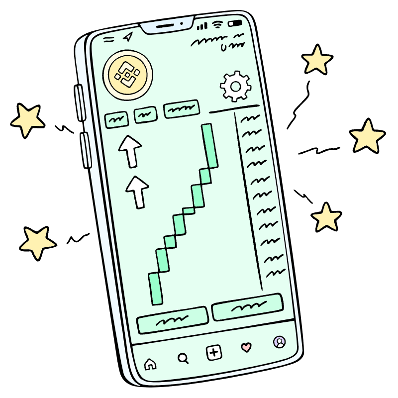 Smartphone With Positive Chart Market Soaring Illustration from Bruxelles Set