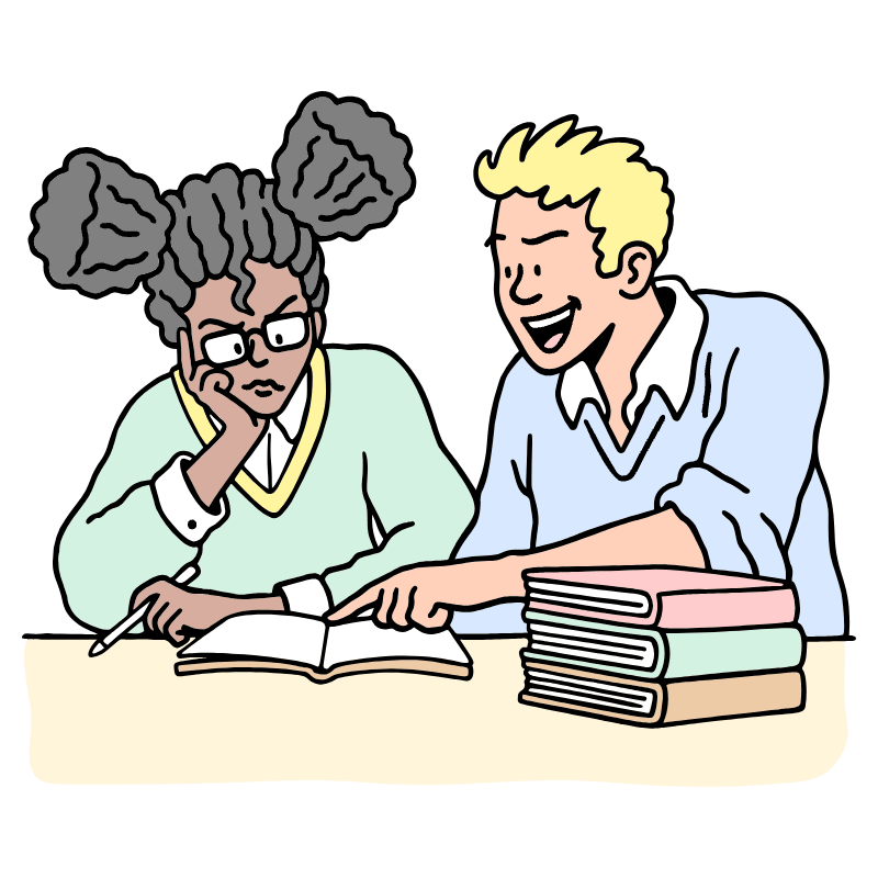 Education Student Pair Illustration from Bruxelles Set