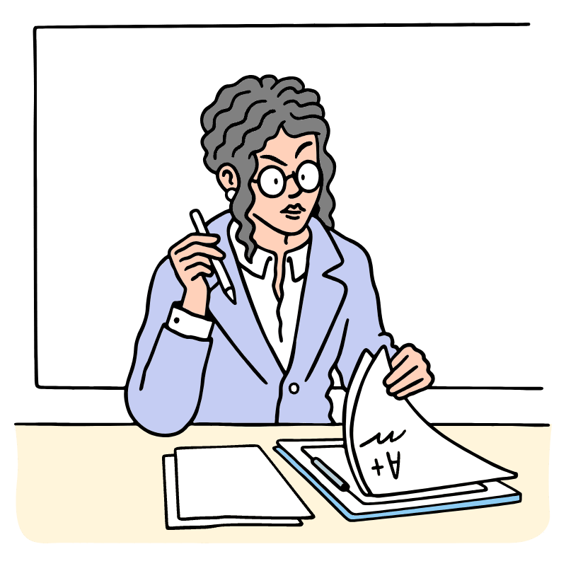 Education Teacher Grading Papers Projects Illustration from Bruxelles Set