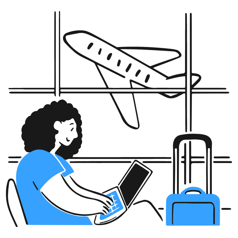 Digital Nomad Working In Airport 1 Illustration from Brooklyn Set