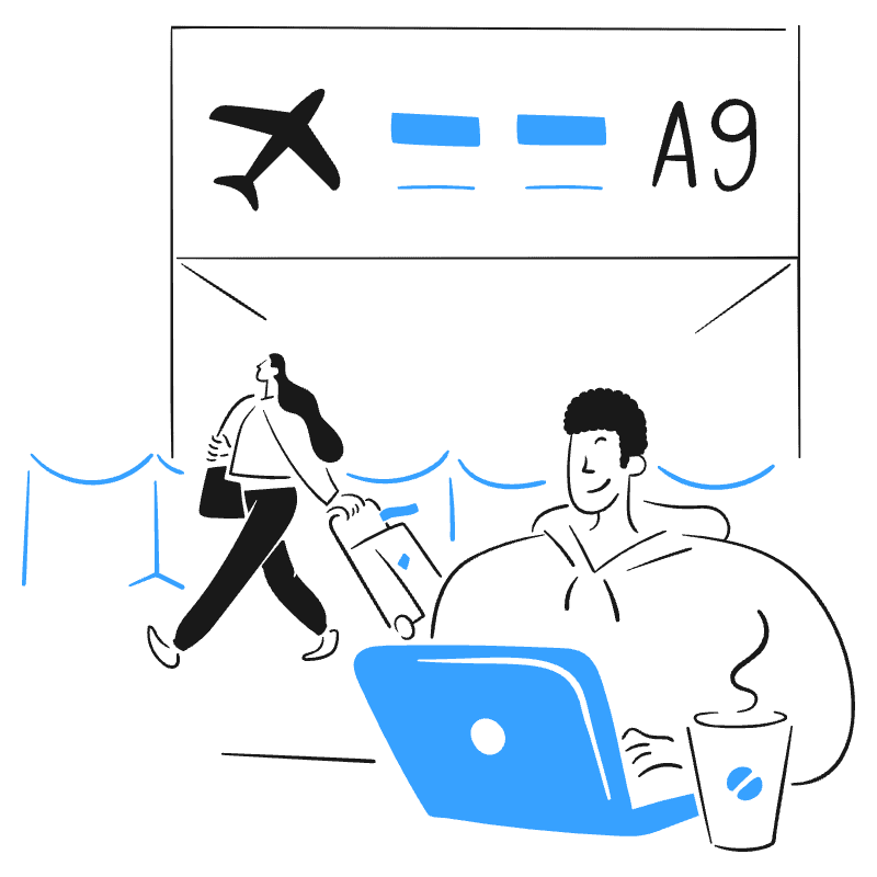 Digital Nomad Working In Airport 2 Illustration from Brooklyn Set