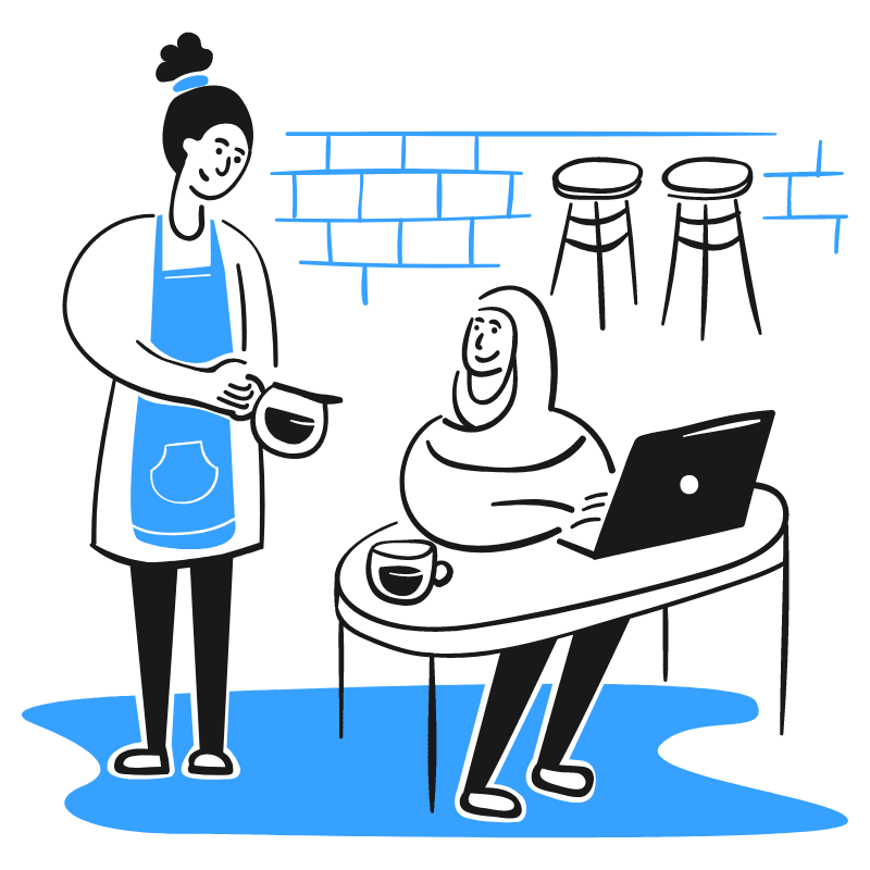 Digital Nomad Working In Coffee Shop 1 Illustration from Brooklyn Set