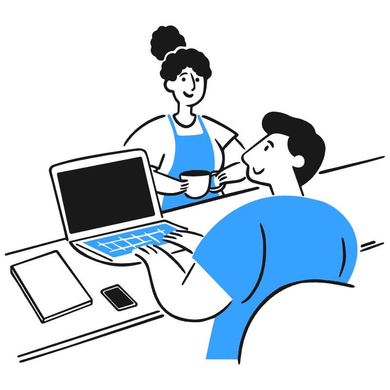 Digital Nomad Working In Coffee Shop 2 Illustration from Brooklyn Set