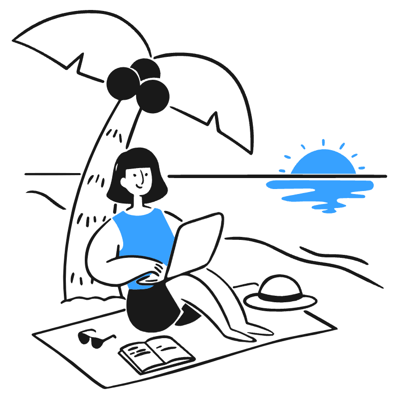 Digital Nomad Working Near Beach 1 Illustration from Brooklyn Set