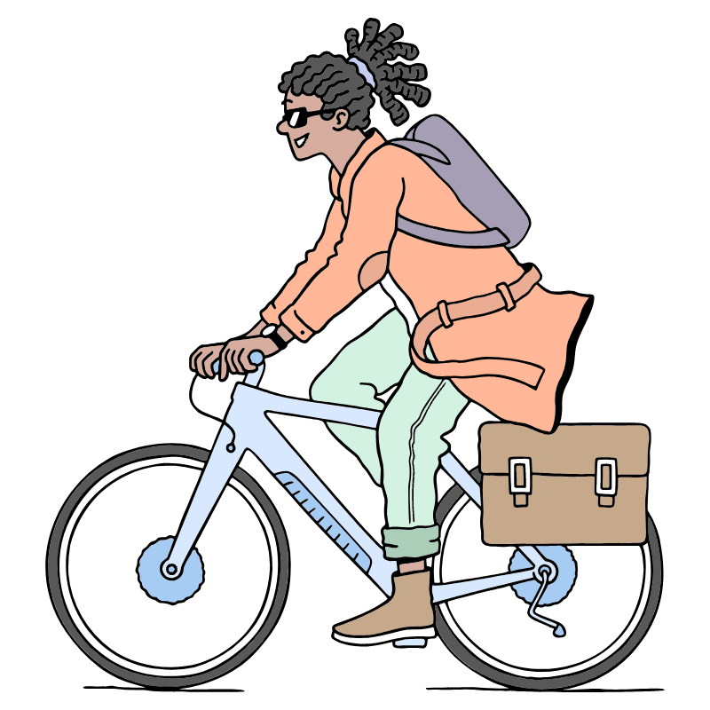 A Trendy Urban Goes To Work On A Bicycle Illustration from Bruxelles Set