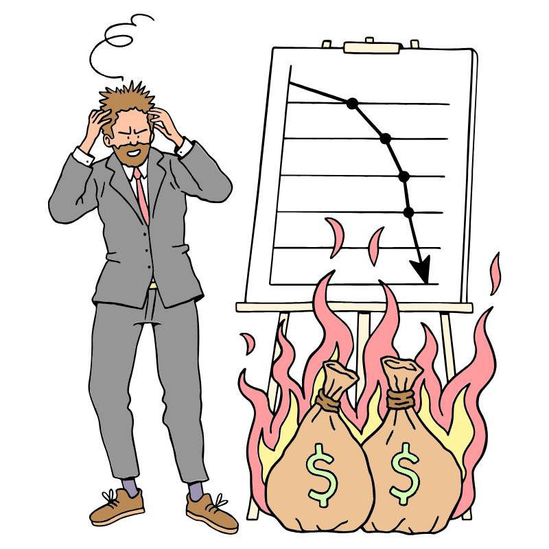 Business Graph Collapsing With Money Burned Illustration from Bruxelles Set