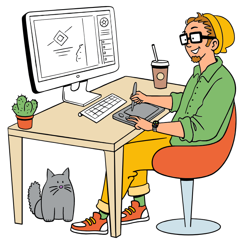 Designer Working Illustration from Bruxelles Set