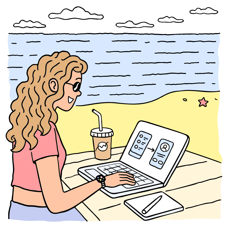 Digital Nomad Working Near Beach 1 Illustration from Bruxelles Set
