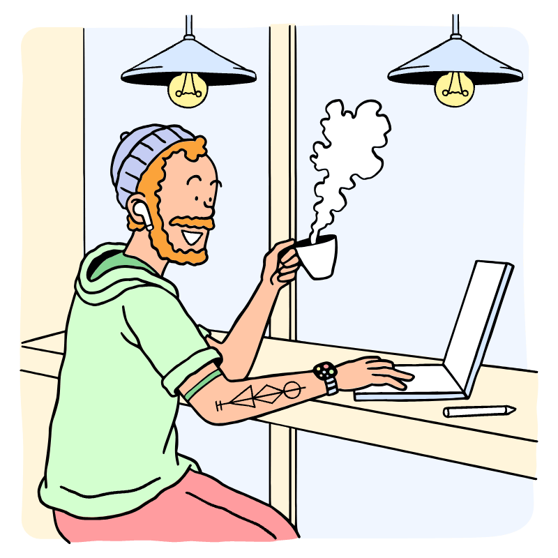 Digital Nomad Working Near Beach 2 Illustration from Bruxelles Set