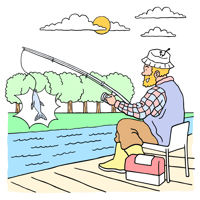 Fishing Illustration from Bruxelles Set