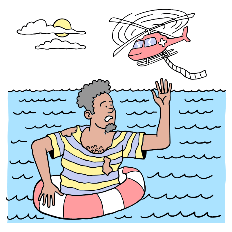 Helicopter Rescuing Lost At Sea People Illustration from Bruxelles Set