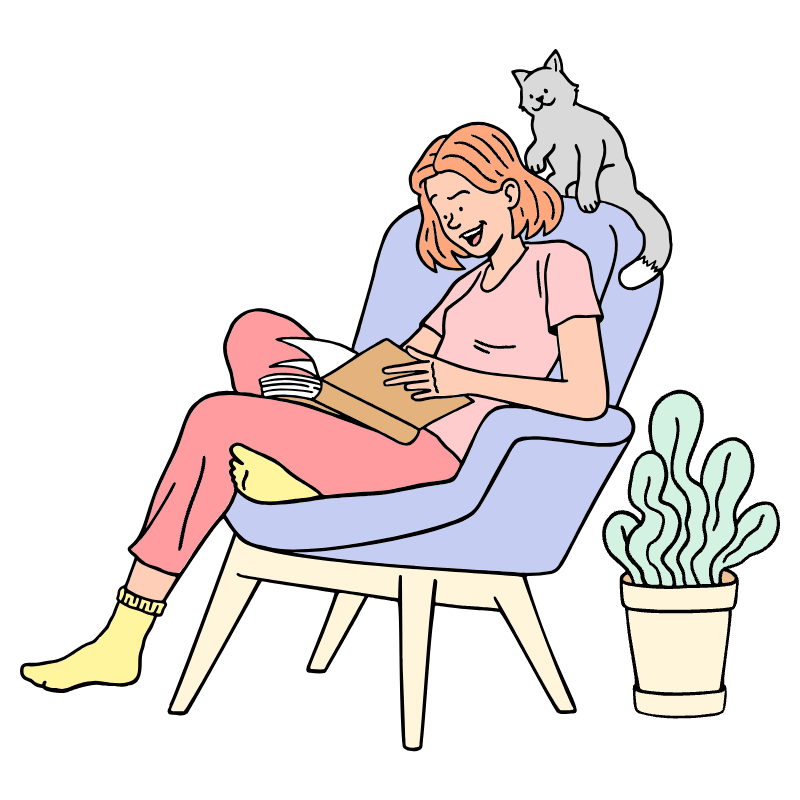 Reading A Book Illustration from Bruxelles Set