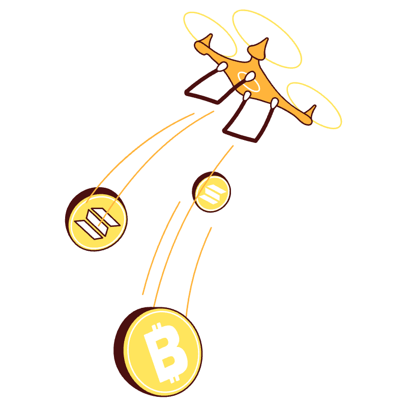 Airdrop Plane Drone Dropping Coins Illustration from Lagos Set