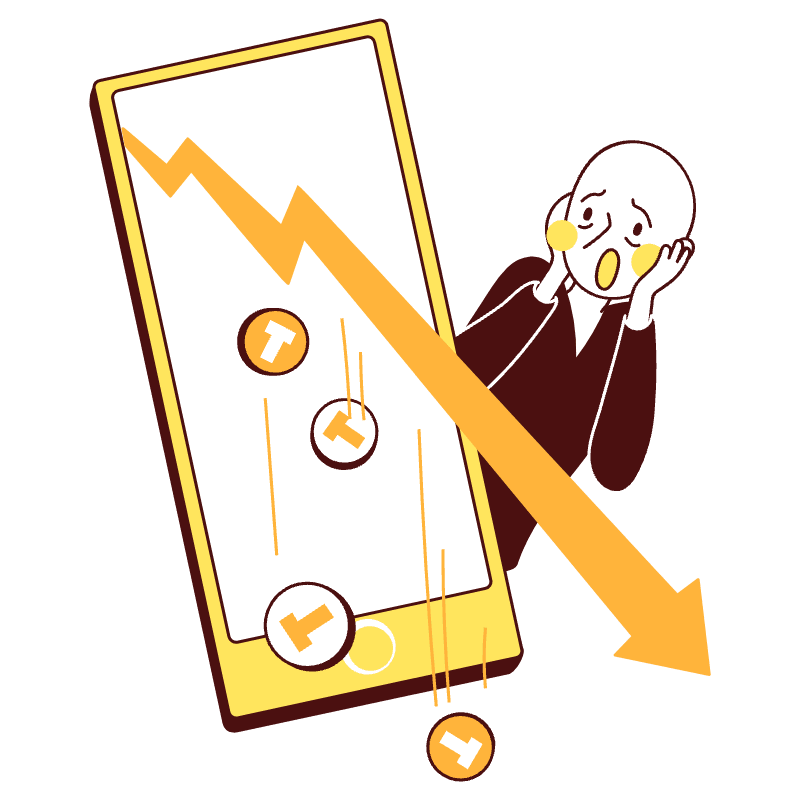Smartphone With Negative Chart Market Illustration from Lagos Set