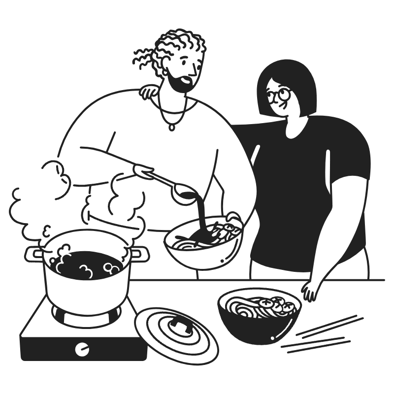 Cooking Family For Friend Guest Illustration from Milano Set
