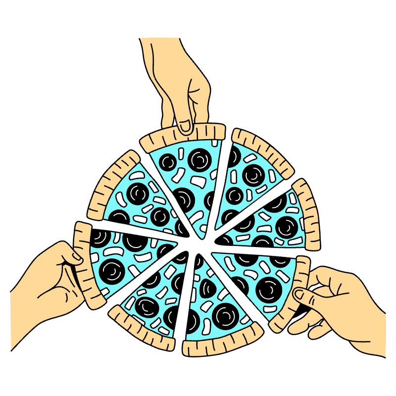 Sharing Pizza Illustration from London Set