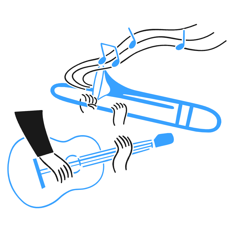 Playing Musical Instruments Illustration from Brooklyn Set