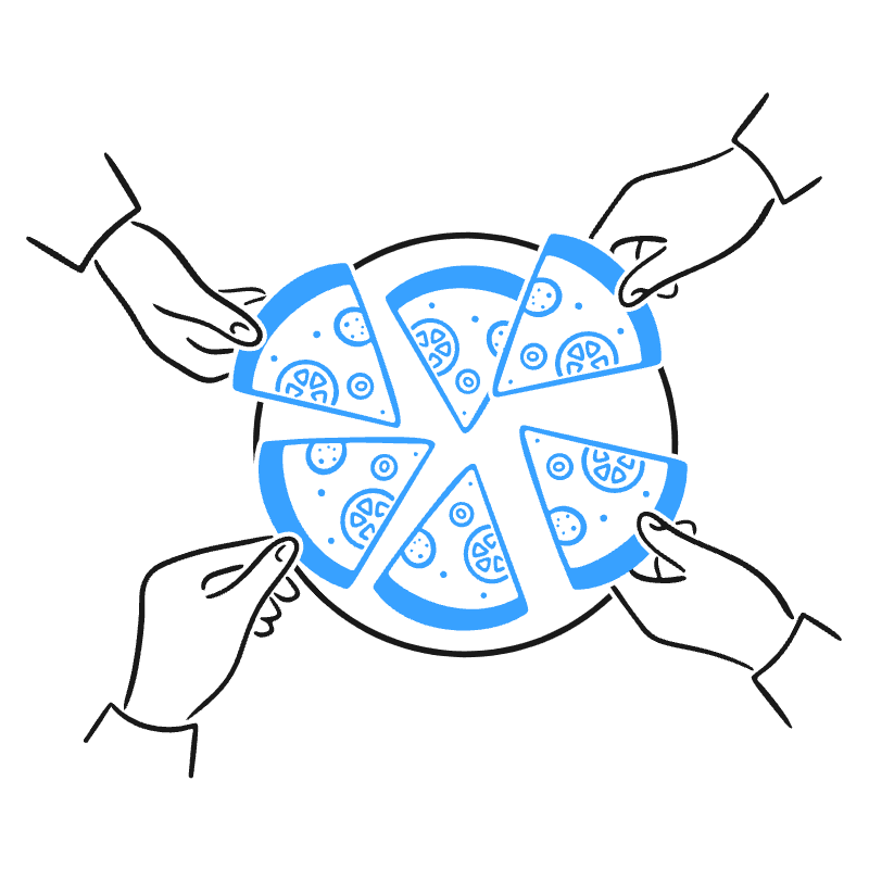 Sharing Pizza Illustration from Brooklyn Set