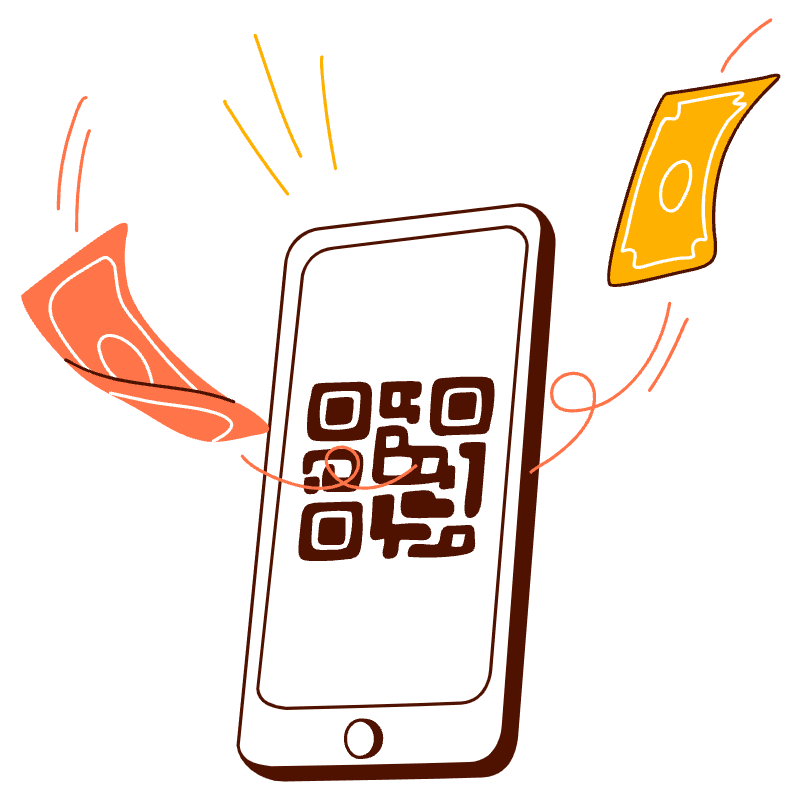Send And Receive Via Qr Code Illustration from Manchester Set