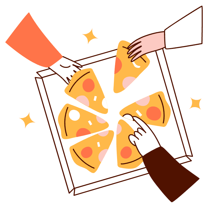 Sharing Pizza Illustration from Manchester Set