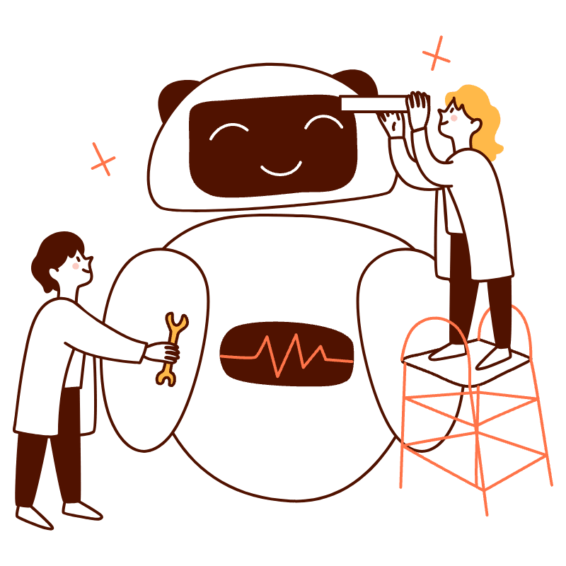 Scientist Working On Robot 2 Illustration from Manchester Set