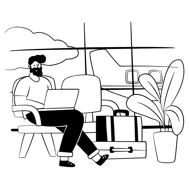 Digital Nomad Working In Airport 1 Illustration from Milano Set