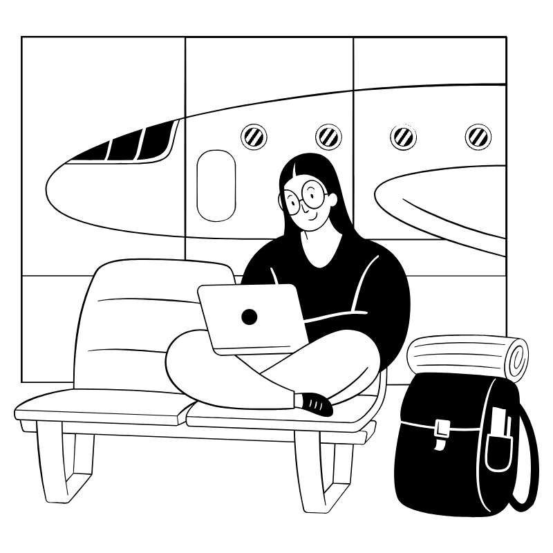 Digital Nomad Working In Airport 2 Illustration from Milano Set