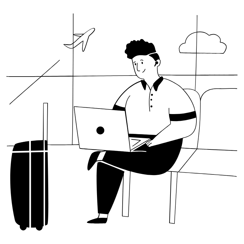 Digital Nomad Working In Airport 3 Illustration from Milano Set