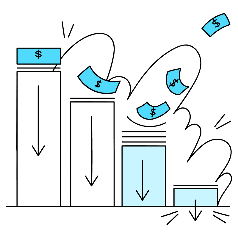 Business Graph Collapsing With Money Burned Illustration from New York Duotone Set