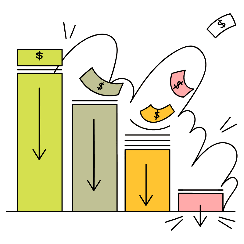 Business Graph Collapsing With Money Burned Illustration from New York Set